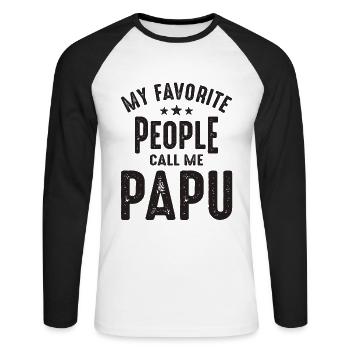 My Favorite People Call Me Papu - Grandpa - Unisex Long Sleeve Baseball T-Shirt - white/black - Front - Nik (191cm)