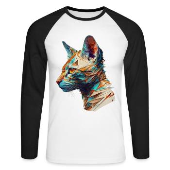 Chats Animal Animal Lovers Art Cat - T-shirt baseball manches longues Homme - blanc/noir - Devant - Nik (191cm)