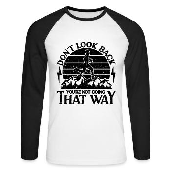 Don't Look Back Retro Marathon Race Country Runner - Unisex Baseballshirt langarm - Weiß/Schwarz - Vorne - Nik (191cm)