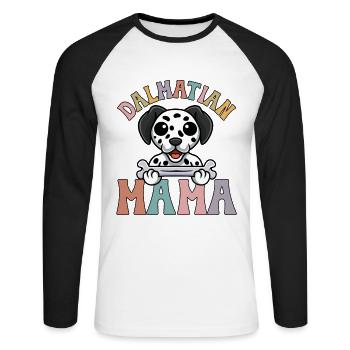 Maman dalmate - T-shirt baseball manches longues Homme - blanc/noir - Devant - Nik (191cm)