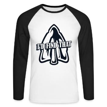 I'd Find That Arrowhead Hunter Jagdspitzen - Unisex Baseballshirt langarm - Weiß/Schwarz - Vorne - Nik (191cm)