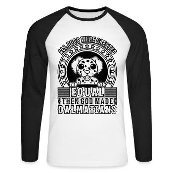 Tous les chiens ont été créés égaux aux dalmatiens créés par Dieu - T-shirt baseball manches longues Homme - blanc/noir - Devant - Nik (191cm)