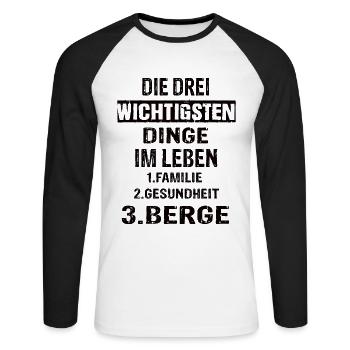 Berge - Unisex Baseballshirt langarm - Weiß/Schwarz - Vorne - Nik (191cm)