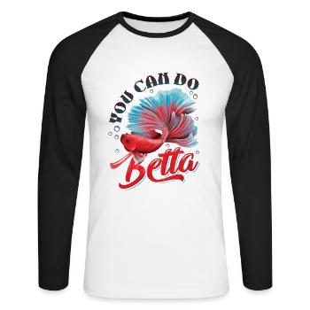 Haltung Von Betta-fischen - Unisex Baseballshirt langarm - Weiß/Schwarz - Vorne - Nik (191cm)