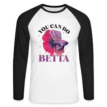 Haltung Von Betta-fischen - Unisex Baseballshirt langarm - Weiß/Schwarz - Vorne - Nik (191cm)
