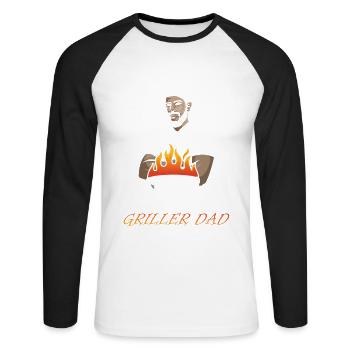 Master Griller Dad Grill Pan Decor Foodie - Unisex Long Sleeve Baseball T-Shirt - white/black - Front - Nik (191cm)