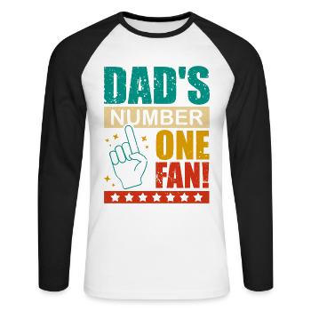 Dad's Number One Fan Daddy's Kid proud of the - Unisex Long Sleeve Baseball T-Shirt - white/black - Front - Nik (191cm)