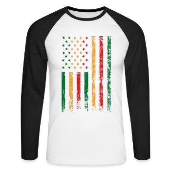 African-American flag holiday - Unisex Long Sleeve Baseball T-Shirt - white/black - Front - Nik (191cm)
