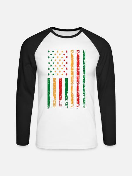 African-American flag holiday - Unisex Long Sleeve Baseball T-Shirt - white/black