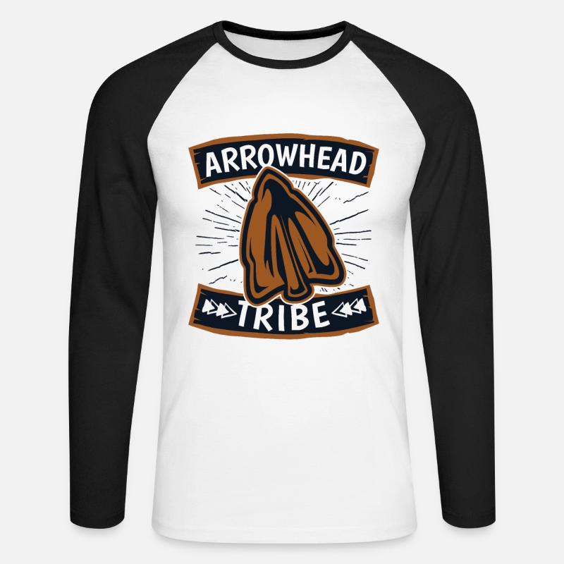 Arrowhead Tribe Jagdspitzen Arrowhead Hunter - Unisex Baseballshirt langarm - Weiß/Schwarz