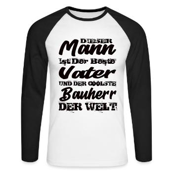 Vater und Bauherr - Unisex Baseballshirt langarm - Weiß/Schwarz - Vorne - Nik (191cm)