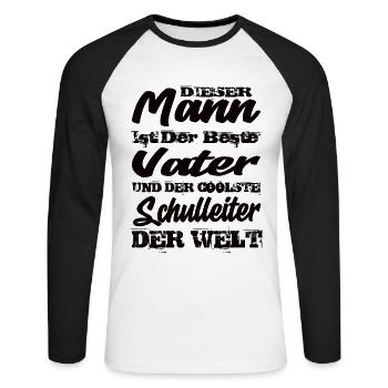 Vater und Schulleiter - Unisex Baseballshirt langarm - Weiß/Schwarz - Vorne - Nik (191cm)