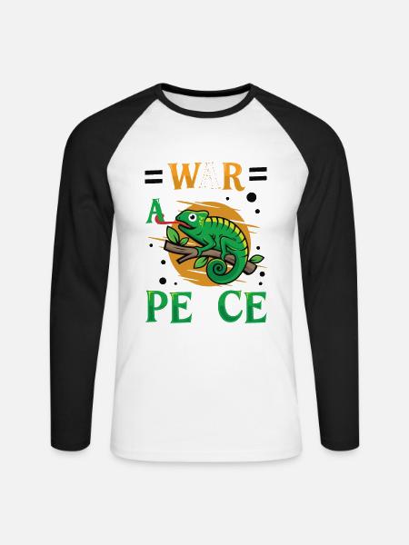 Friedens-Cameleon, Friedensbewegung - Unisex Baseballshirt langarm - Weiß/Schwarz