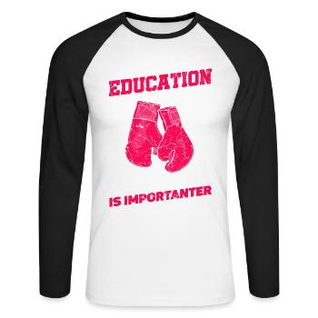 Bildung Ist Wichtig, Aber Boxen Sport Boxer Boxen - Unisex Baseballshirt langarm - Weiß/Schwarz - Vorne - Nik (191cm)