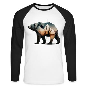 Ours Architecture Ours Cadeau Femme Art Animal - T-shirt baseball manches longues Homme - blanc/noir - Devant - Nik (191cm)