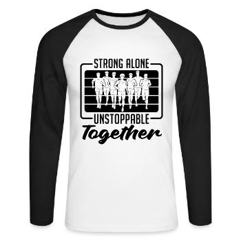 Strong Alone Unstoppable Retro Race Country Runner - T-shirt baseball manches longues Homme - blanc/noir - Devant - Nik (191cm)