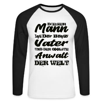 Anwalt - Unisex Baseballshirt langarm - Weiß/Schwarz - Vorne - Nik (191cm)