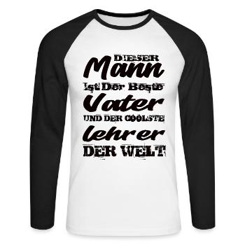Lehrer - Unisex Baseballshirt langarm - Weiß/Schwarz - Vorne - Nik (191cm)
