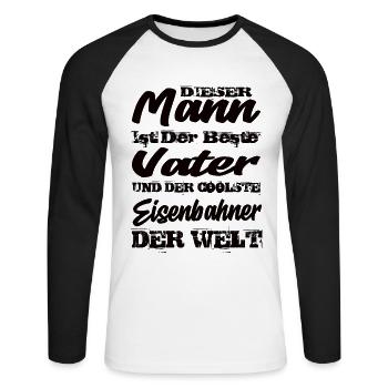 Eisenbahner - Unisex Baseballshirt langarm - Weiß/Schwarz - Vorne - Nik (191cm)