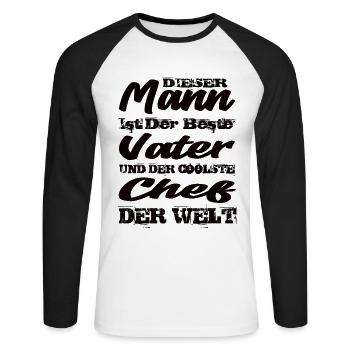 Chef - Unisex Baseballshirt langarm - Weiß/Schwarz - Vorne - Nik (191cm)