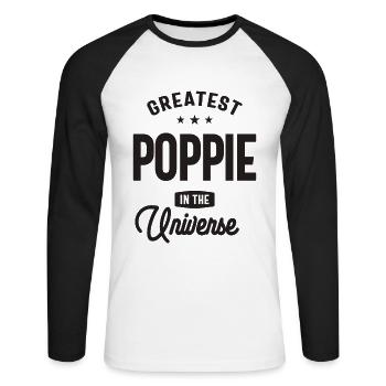 Le plus grand coquelicot de l’univers - Grand-père - T-shirt baseball manches longues Homme - blanc/noir - Devant - Nik (191cm)