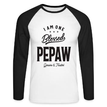 I Am One B Pepaw - Grandpa - Unisex Long Sleeve Baseball T-Shirt - white/black - Front - Nik (191cm)