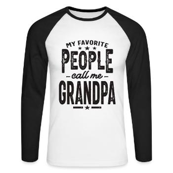 Meine Lieblingsleute nennen mich Opa - Unisex Baseballshirt langarm - Weiß/Schwarz - Vorne - Nik (191cm)
