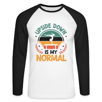 Upside Down Is My Normal, Girls Handstand - Unisex Baseballshirt langarm - Weiß/Schwarz - Vorne - Nik (191cm)