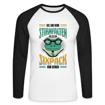 Das Sind Keine Stirnfalten, Das Ist Ein Six Pack - Unisex Baseballshirt langarm - Weiß/Schwarz - Vorne - Nik (191cm)