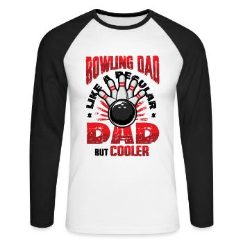 Bowling Dad, Wie Ein Normaler Dad, Aber Cooler - Unisex Baseballshirt langarm - Weiß/Schwarz - Vorne - Nik (191cm)