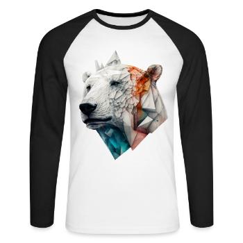 Polar Bear Polar Bear Architect Art Animal Gift - Unisex Long Sleeve Baseball T-Shirt - white/black - Front - Nik (191cm)