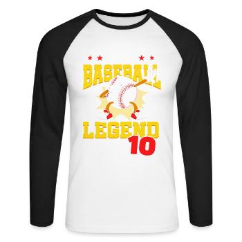 Diese Baseball-legende Ist Jetzt 10 Sports Kid - Unisex Baseballshirt langarm - Weiß/Schwarz - Vorne - Nik (191cm)