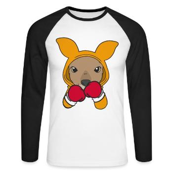 Känguru Boxer Kampfsportler Sparring Sport Boxen - Unisex Baseballshirt langarm - Weiß/Schwarz - Vorne - Nik (191cm)
