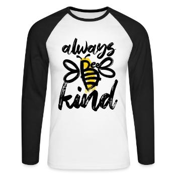 Always Be Nice - Bee - Abstract - Graphic Art - Unisex Long Sleeve Baseball T-Shirt - white/black - Front - Nik (191cm)