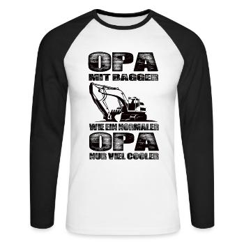 Opa Mit Bagger Wie Ein Normaler Opa Nur Cooler - Unisex Baseballshirt langarm - Weiß/Schwarz - Vorne - Nik (191cm)