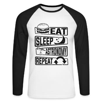 Eat Sleep Astronomy Repeat Astronomy Photographer - Unisex Long Sleeve Baseball T-Shirt - white/black - Front - Nik (191cm)