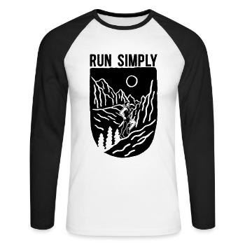 Run Simply Marathoner Ultra Running Trail Runner - Unisex Baseballshirt langarm - Weiß/Schwarz - Vorne - Nik (191cm)