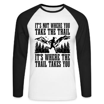 Ce n’est pas là que vous emmenez Ultra Running Trail Runner - T-shirt baseball manches longues Homme - blanc/noir - Devant - Nik (191cm)