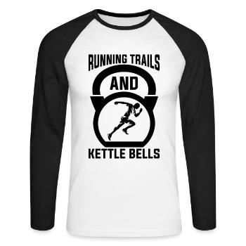 Running Trails And Marathoner Trail Runner - Unisex Long Sleeve Baseball T-Shirt - white/black - Front - Nik (191cm)