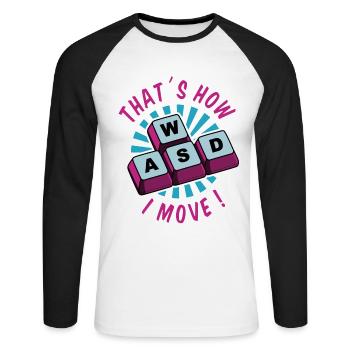 PC Gaming Gamer Gamer Keyboard Online Multiplayer - Unisex Long Sleeve Baseball T-Shirt - white/black - Front - Nik (191cm)