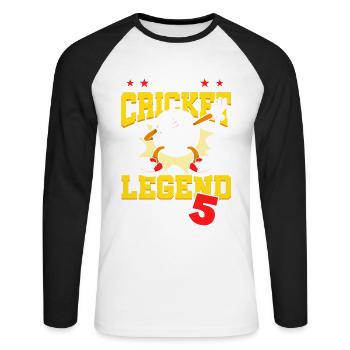 This cricket legend is now 5 Sport Kid 5. - Unisex Long Sleeve Baseball T-Shirt - white/black - Front - Nik (191cm)