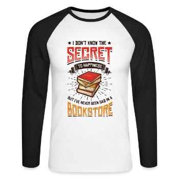 Bookseller, librarian, book lover - Unisex Long Sleeve Baseball T-Shirt - white/black - Front - Nik (191cm)