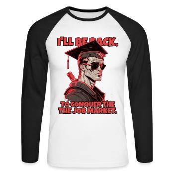 Cyborg robot with high school diploma - Unisex Long Sleeve Baseball T-Shirt - white/black - Front - Nik (191cm)