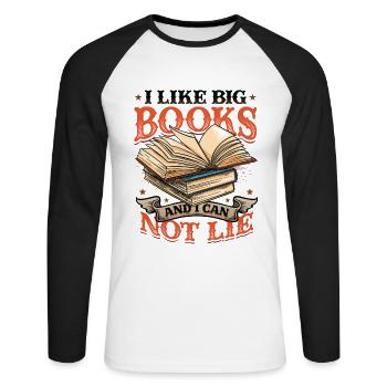 J’aime les gros livres et je ne peux pas mentir - T-shirt baseball manches longues Homme - blanc/noir - Devant - Nik (191cm)