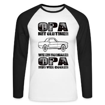 Opa Mit Oldtimer Wie Ein Normaler Opa Nur Cooler - Unisex Baseballshirt langarm - Weiß/Schwarz - Vorne - Nik (191cm)