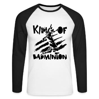King Of Badminton Shuttlecock Badminton Player - Unisex Long Sleeve Baseball T-Shirt - white/black - Front - Nik (191cm)