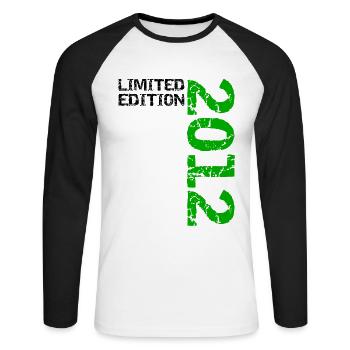 2012 Édition Limitée Anniversaire Cadeau Femme Mari - T-shirt baseball manches longues Homme - blanc/noir - Devant - Nik (191cm)