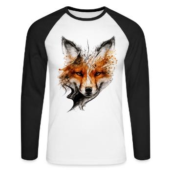 Fox Face Artwork Gift Idea Woman Animal - Unisex Long Sleeve Baseball T-Shirt - white/black - Front - Nik (191cm)