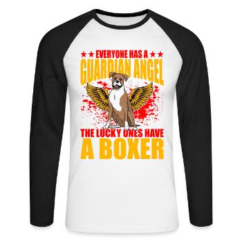 Everyone has a guardian Angel Boxer - Unisex Baseballshirt langarm - Weiß/Schwarz - Vorne - Nik (191cm)