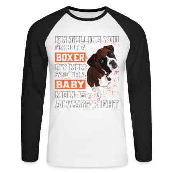 Boxer Bébé Boxer Maman - T-shirt baseball manches longues Homme - blanc/noir - Devant - Nik (191cm)